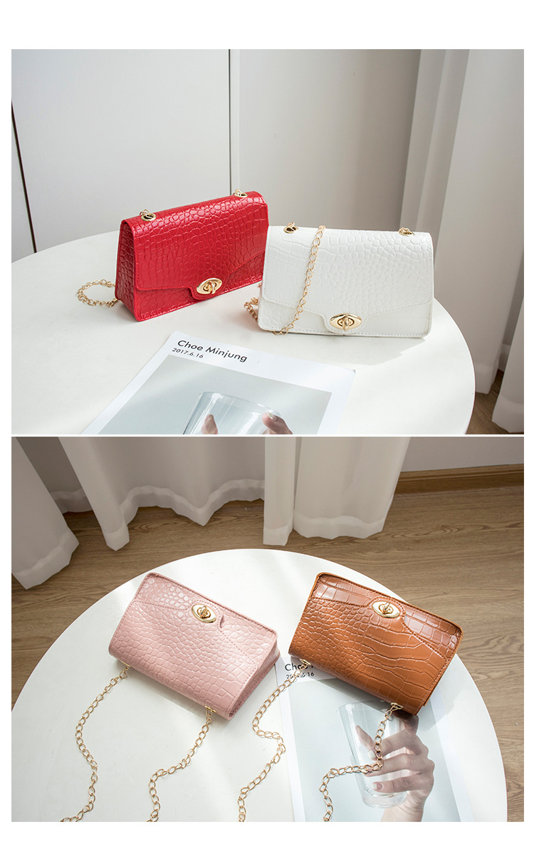 QA-873 - Stylish Lock Chain Sling Bag White