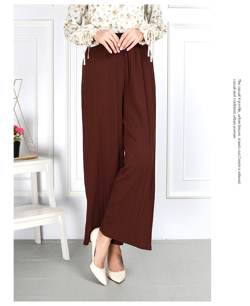QA-859 - Trendy Elastic Pleated Pant Dark Brown