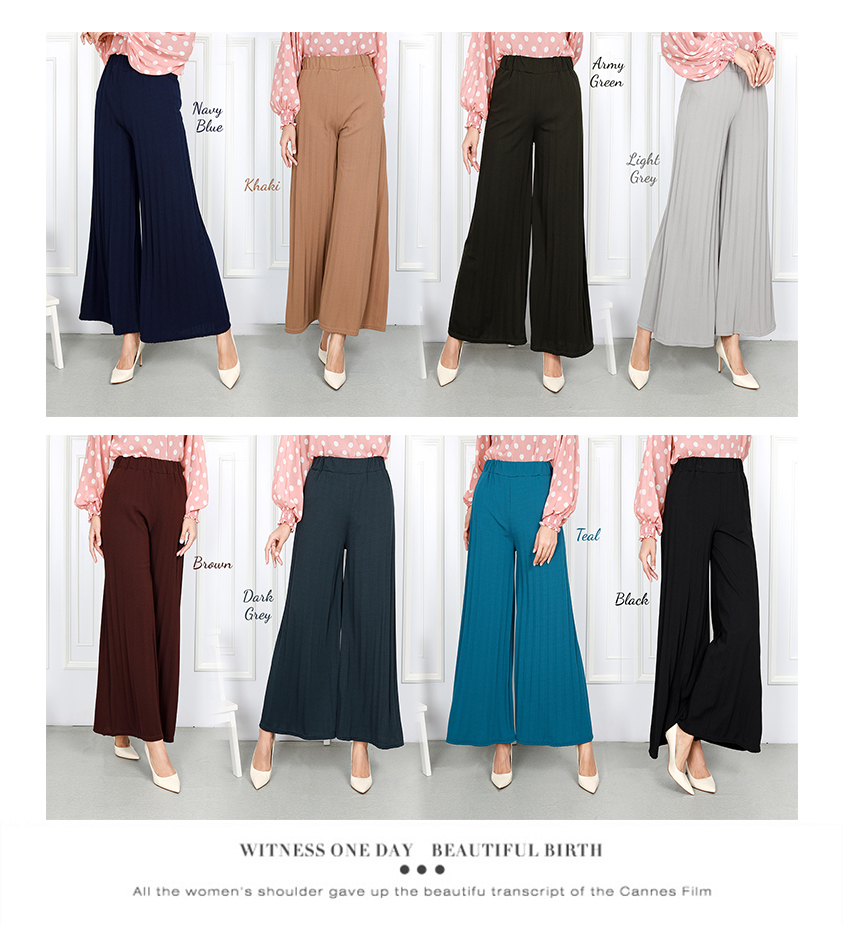 QA-869 - Pleated Wide Leg Palazzo Light Grey