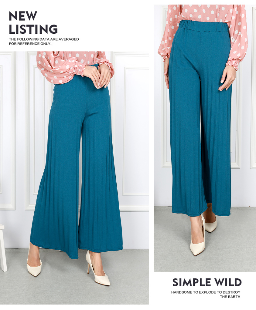 QA-869 - Pleated Wide Leg Palazzo Teal