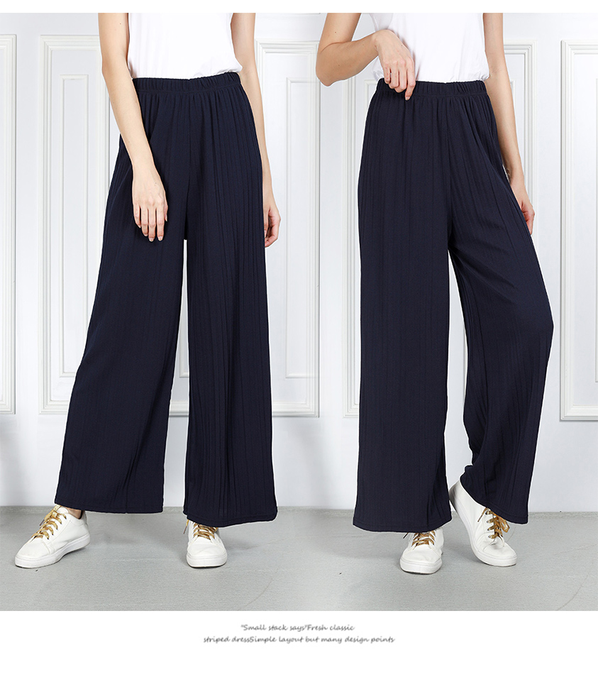 QA-859 - Trendy Elastic Pleated Pant Blue