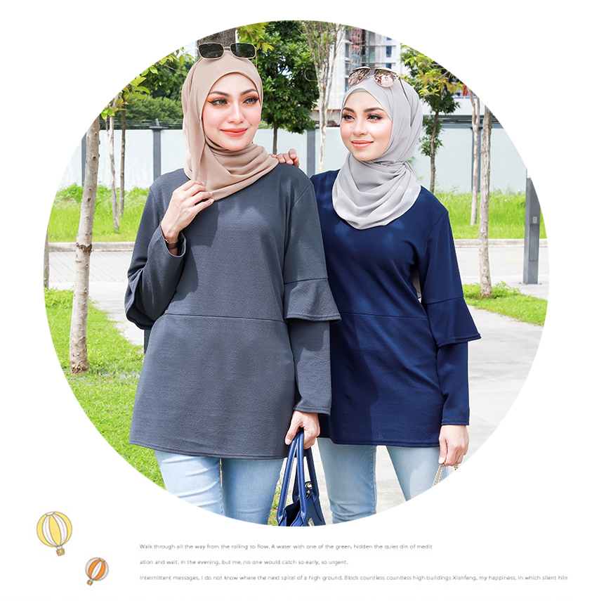 QA-870 - Fashion Dual Sleeve Classic Blouse Grey