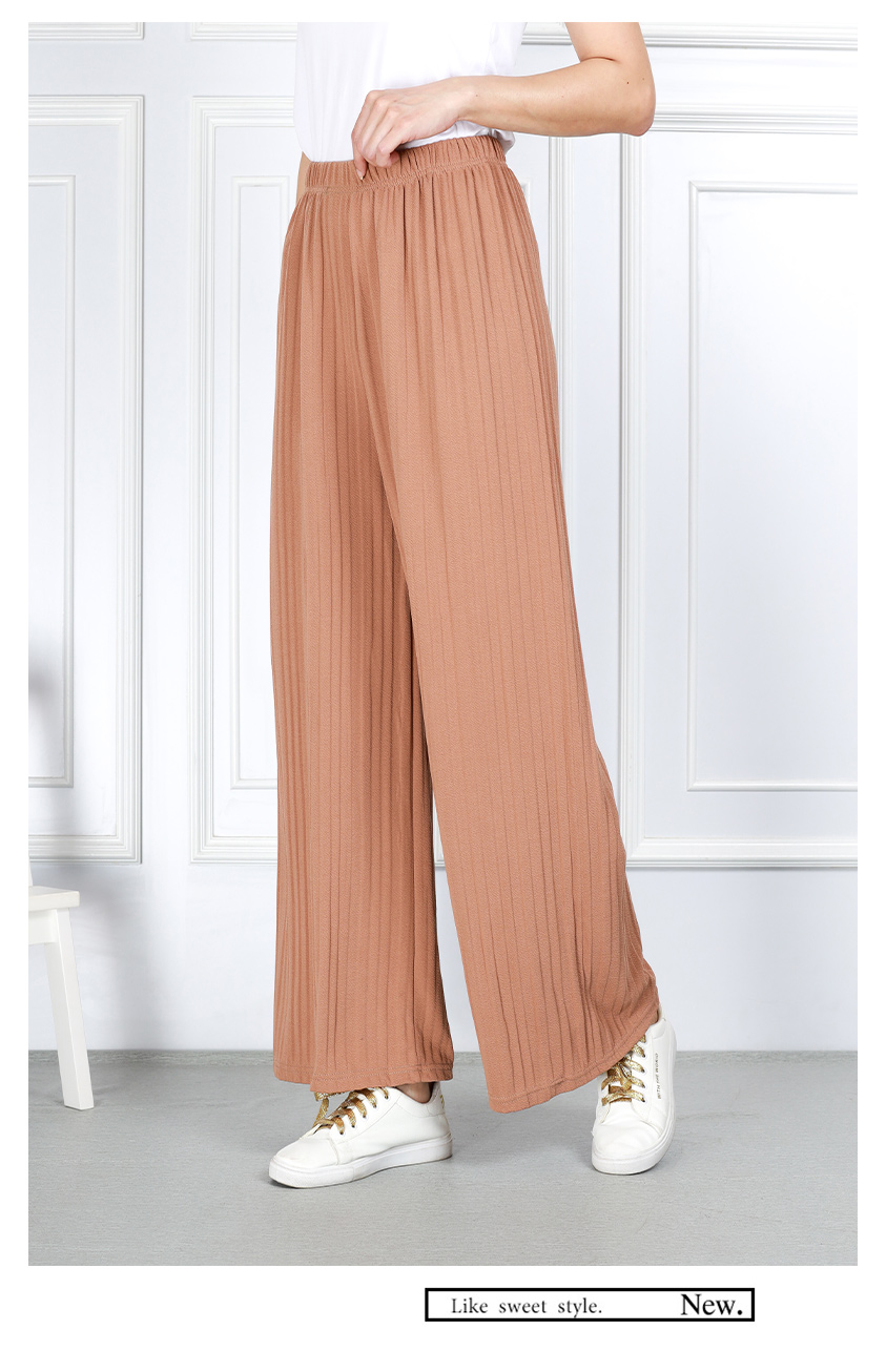 QA-859 - Trendy Elastic Pleated Pant Light Brown