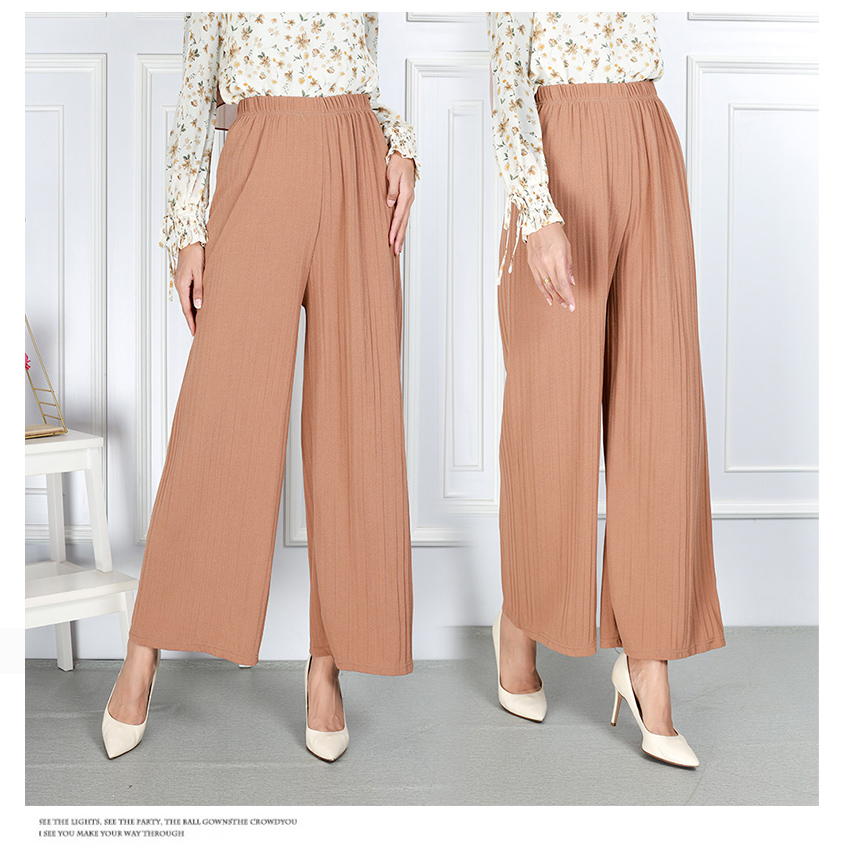 QA-859 - Trendy Elastic Pleated Pant Light Brown