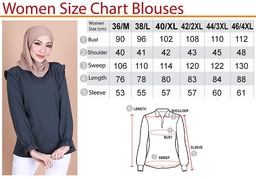 QA-883 Ruffles Long Sleeve Blouse Grey