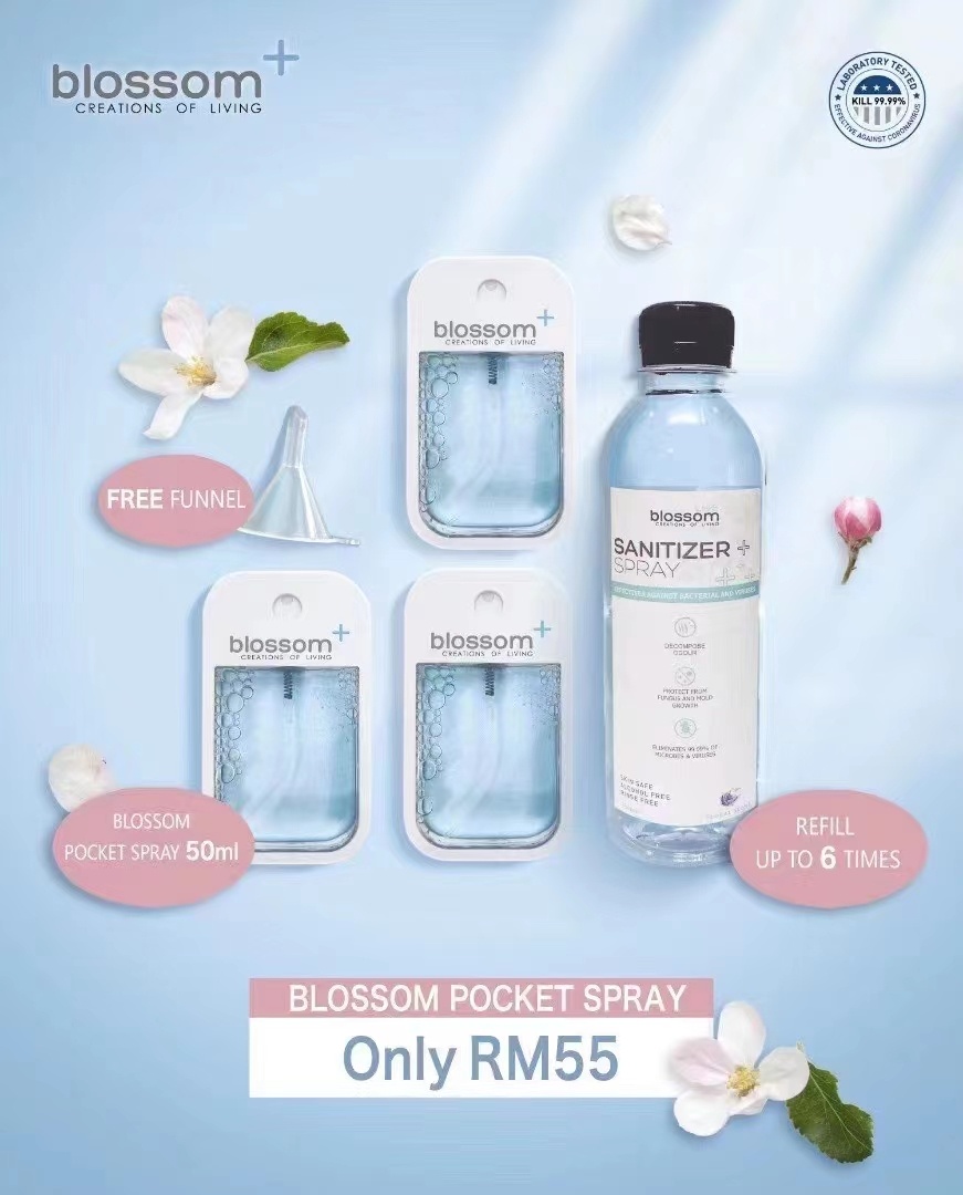 Blossom Pocket Sanitiser Set Alcohol-Free Kill 99.9% Germs