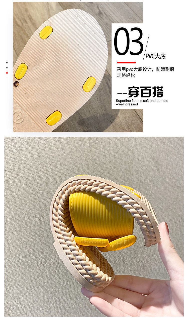 QA-893 Fashion Straw Ribbon Sandals Green