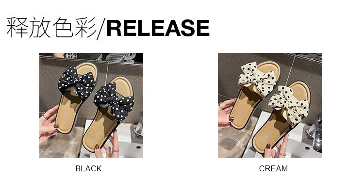 QA-892 Polka Dot Ribbon Sandals Cream