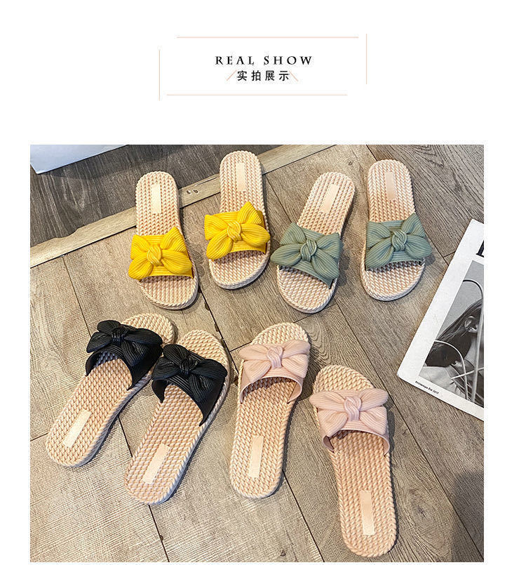 QA-893 Fashion Straw Ribbon Sandals Green