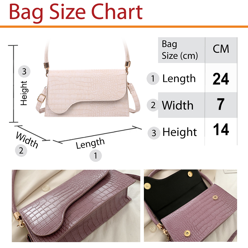 QA-898 Korean Fashion Baguette Sling Bag Black
