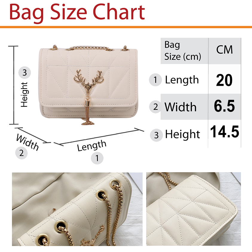 QA-899 Fashion Deer Chain Sling Bag White