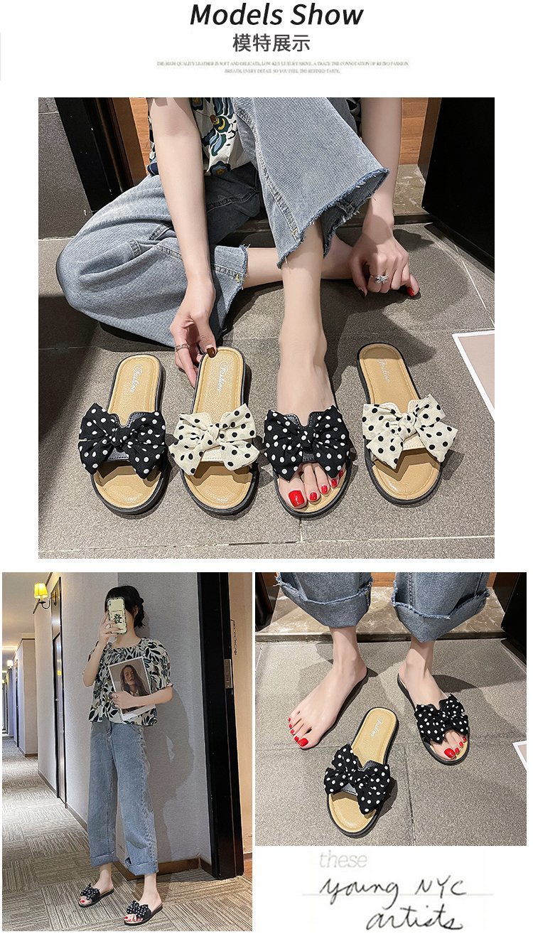 QA-892 Polka Dot Ribbon Sandals Cream