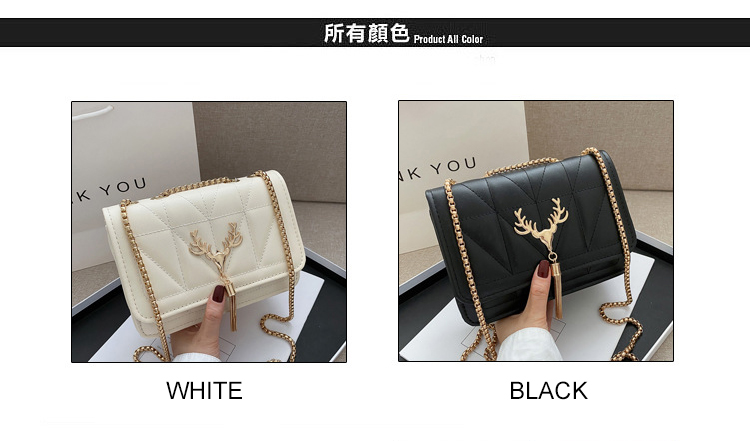 QA-899 Fashion Deer Chain Sling Bag White